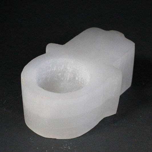 Selenite Hamsa Candle Holder 