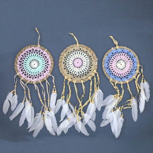 Pastel Pink Macramé Dream Catcher 16cm (asst colours)