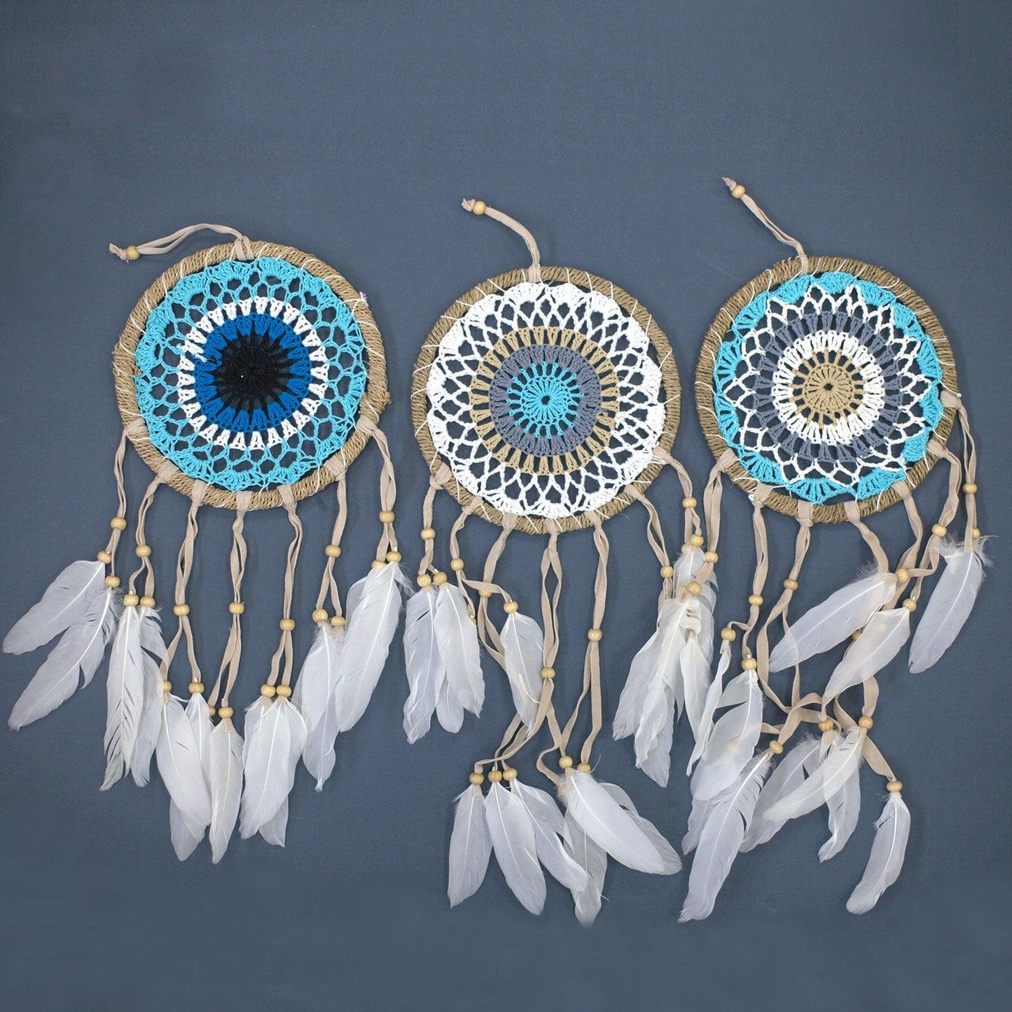 Pastel Blue Macramé Dream Catcher 16cm (asst colours)