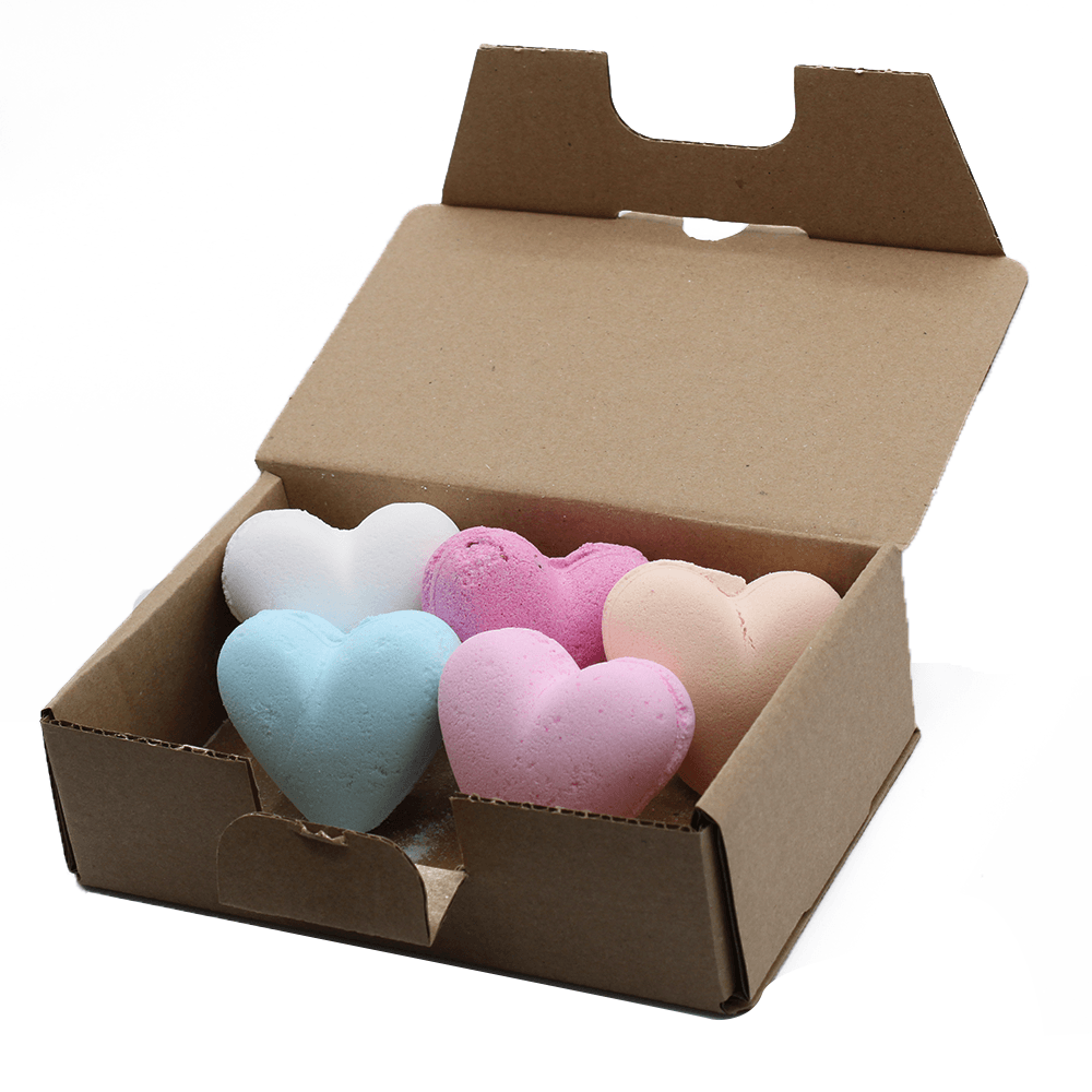 Set of 6 mixed Love Heart Bath Bombs 70g