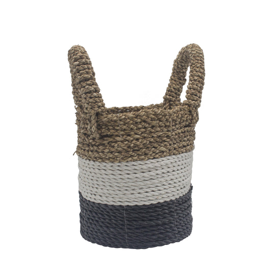 Seagrass Basket Set - Dark Grey / White / Natural