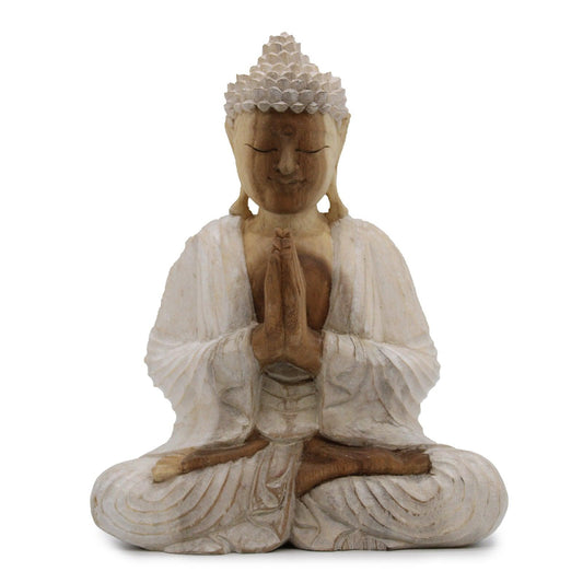 Buddha Statue Whitewash - 30cm Welcome