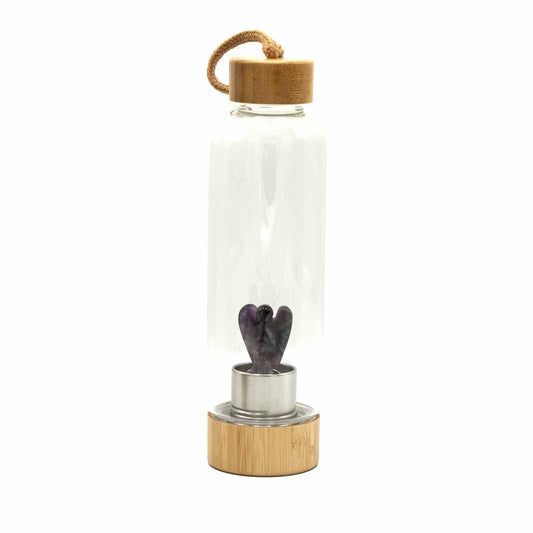 Crystal Infused Glass Water Bottle - Relaxing Amethyst - Angel