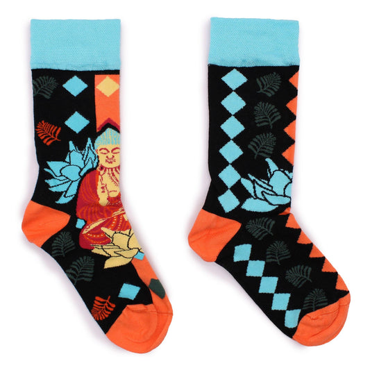 Hop Hare Bamboo Socks M/L - Blue Buddha & Lotus 