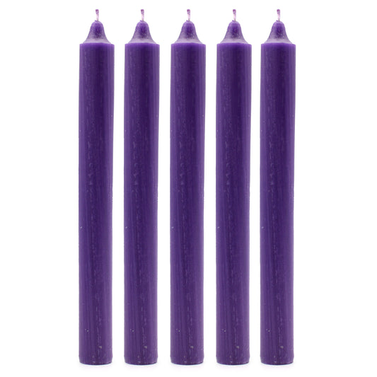 Solid Colour Dinner Candles - Rustic Purple - Pack of 5