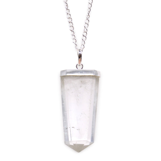 Gemstone Flat Pencil Pendant - Rock Quartz