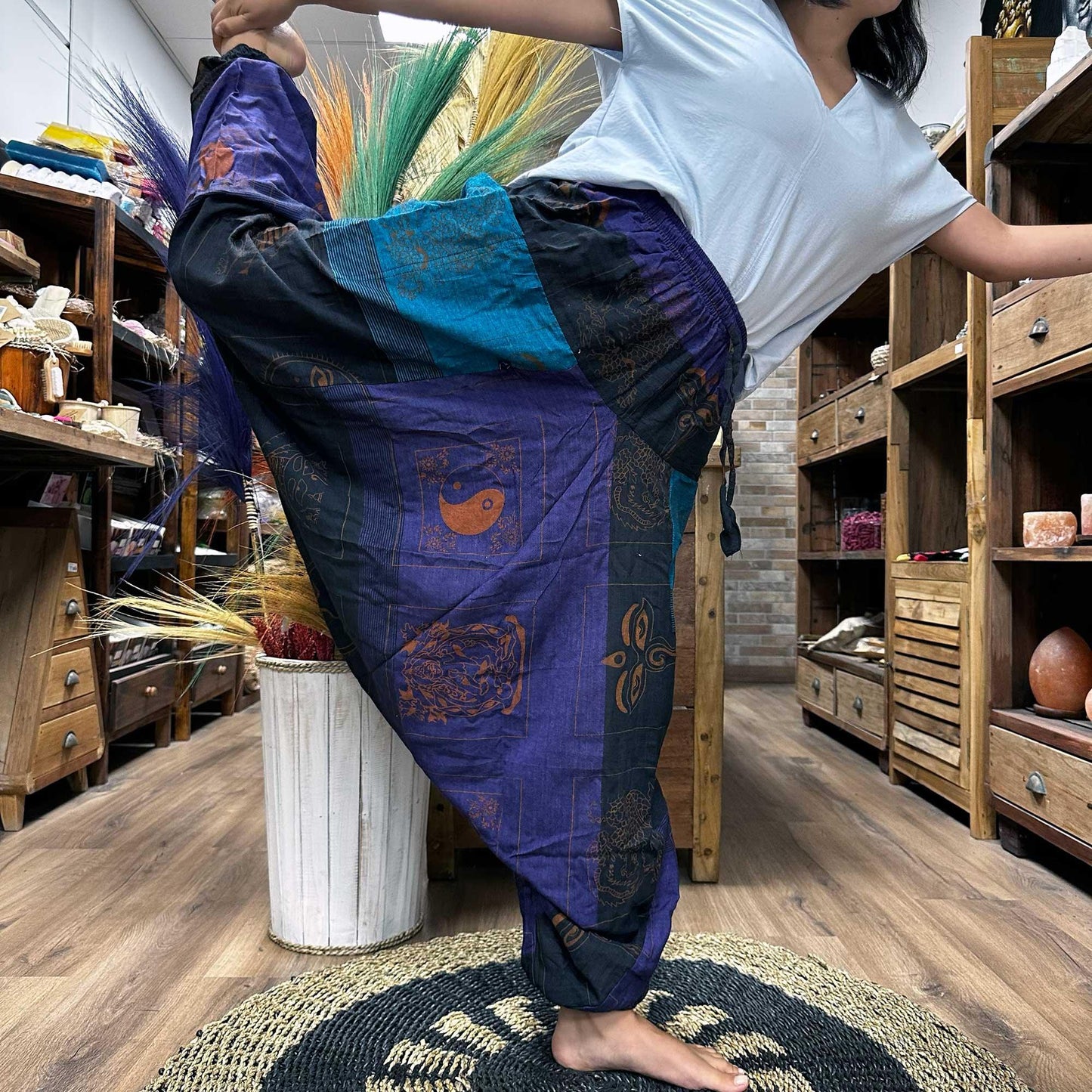 Yoga and Festival Pants - Aladdin Himalayan Print on Purple