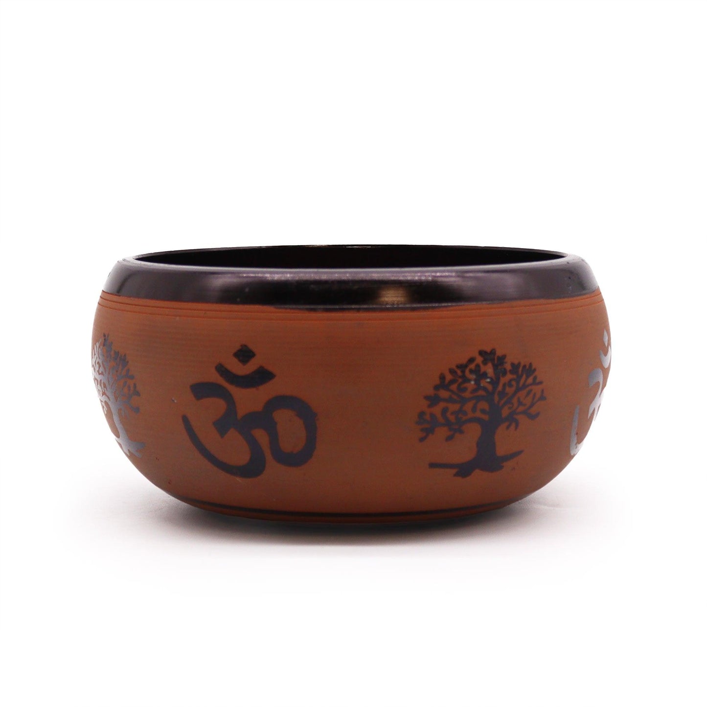 Earth Powder Singing Bowl - Clay Om  Buddha - 16cm