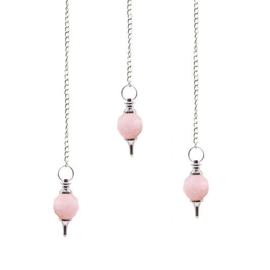 Facted Gemstone Pendulum - Rose Quartz