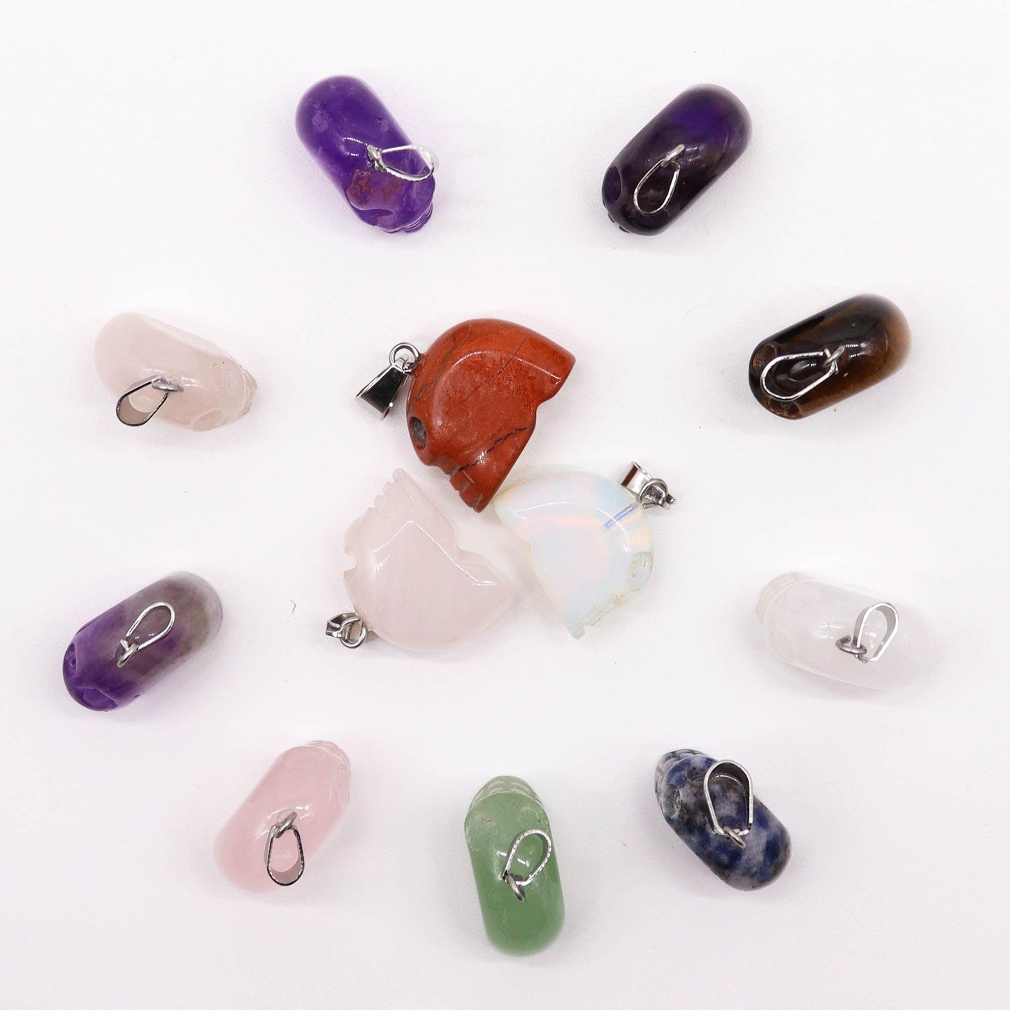 Gemstone Mini Skulls Pendants (12 assorted) 20x15mm