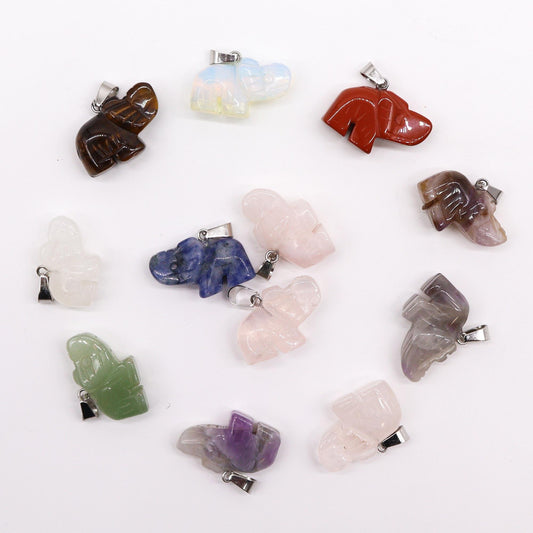 Gemstone Lucky Elephants Pendants (12 assorted) 25x15mm