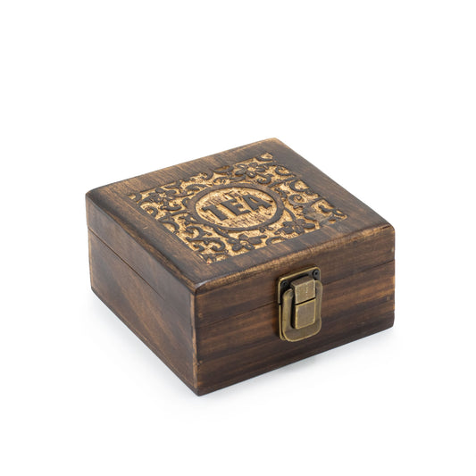 Mango Carved Tea Box (4 compartments)