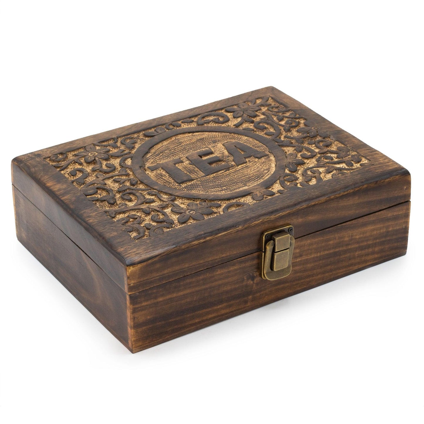 Mango Carved Tea Box - ( 12 compartments)