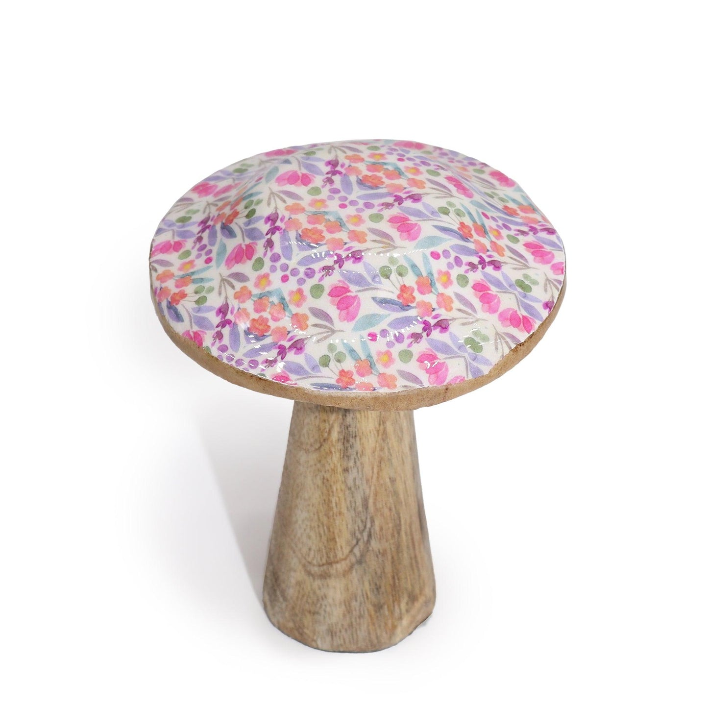 Small Wooden Mushroom - Pretty Floral