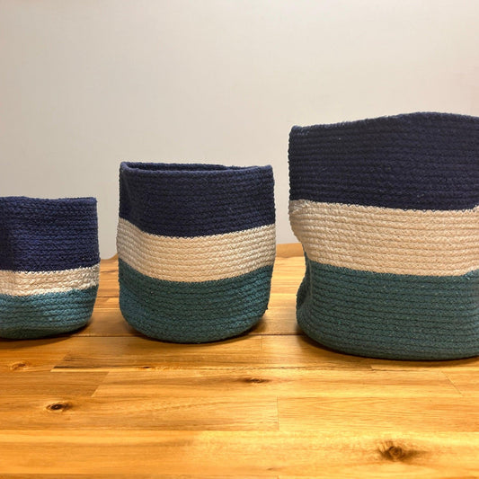 Set of 3 Evil Eye Jute Rope Baskets