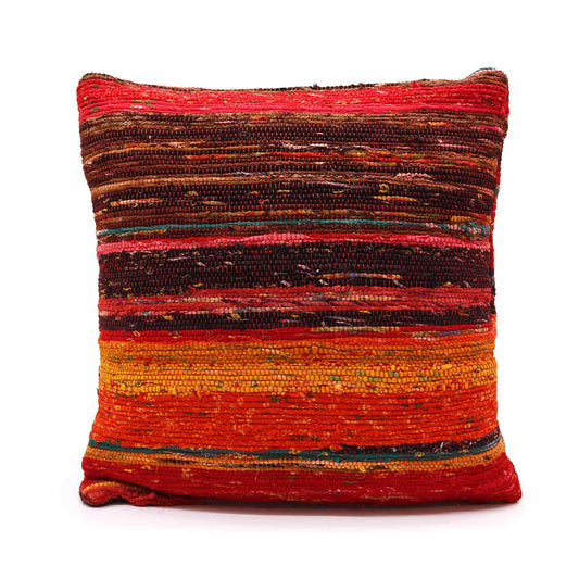 Rag Rug Cushion Covers - Rich Reds