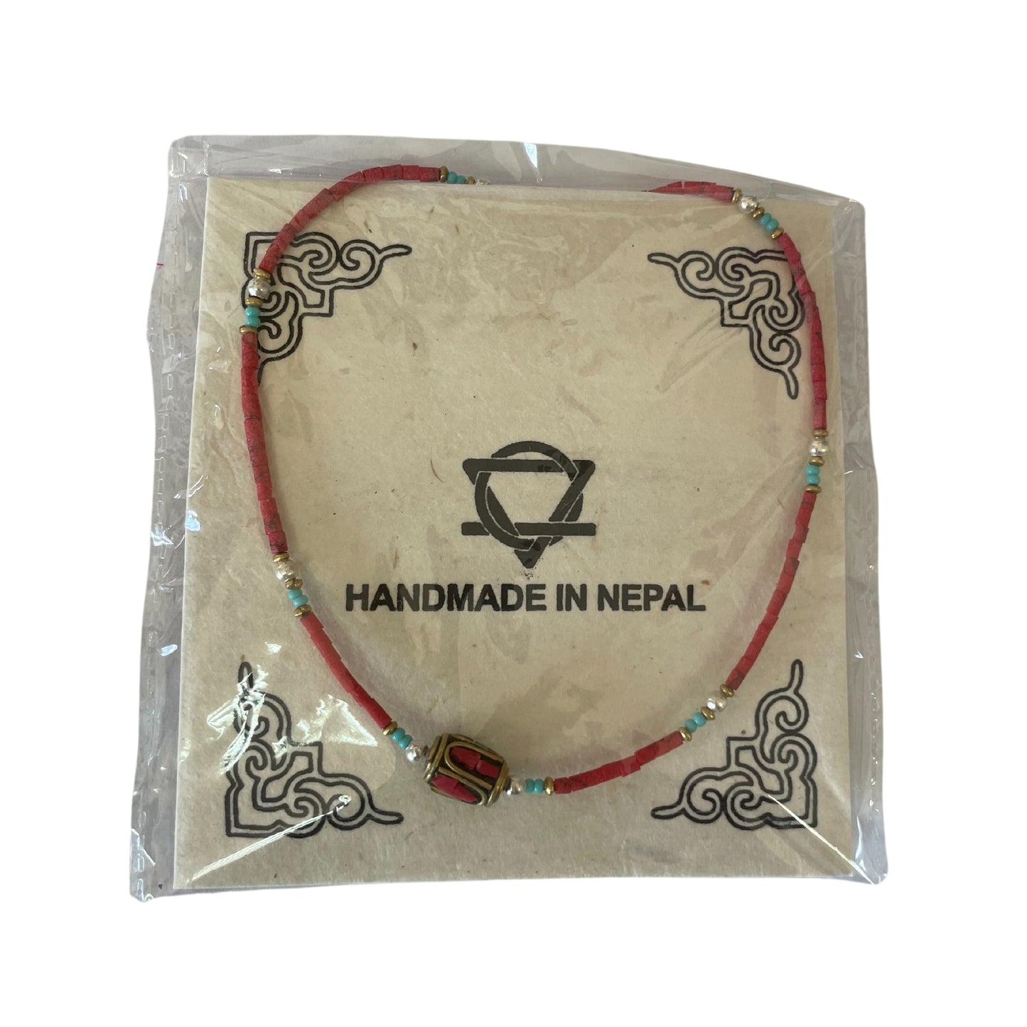 Nepalese Extra Fine Gem Necklace - Coral Tribal Bead