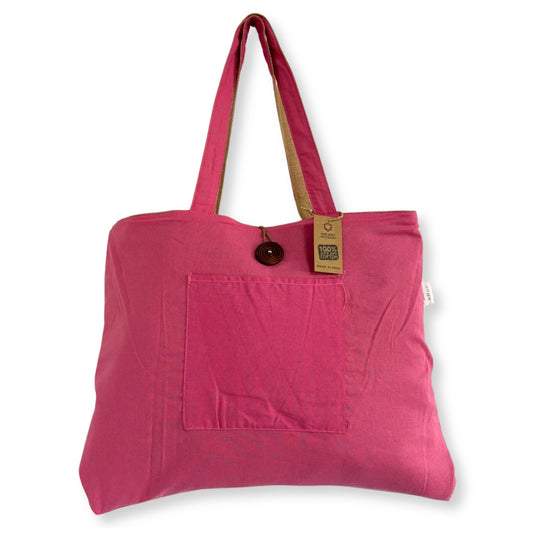 Jute & Cotton Reversible Big Bag - Pink