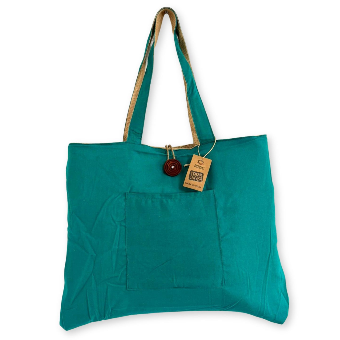 Jute & Cotton Reversible Big Bag - Teal