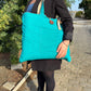 Jute & Cotton Reversible Big Bag - Teal