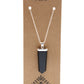 Gemstone Flat Pencil Pendant - Black Agate