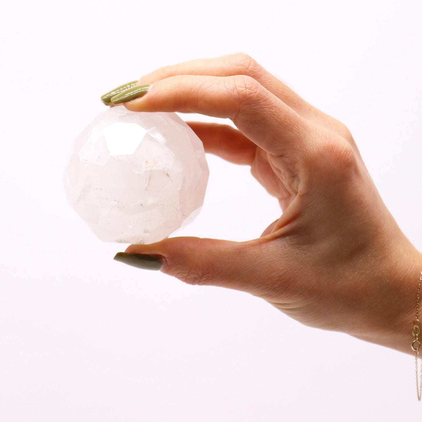 Gemstone Faceted Healing Ball & Stand - Rock Quartz